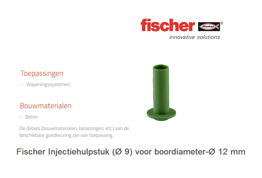 Fischer Injectiehulpstuk (Ø 9) voor boordiameter-Ø20 mm Groen