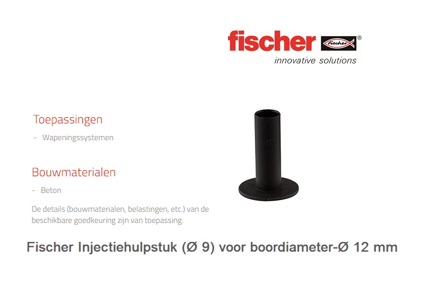 Fischer Injectiehulpstuk (Ø 9) voor boordiameter-Ø25 mm Zwart