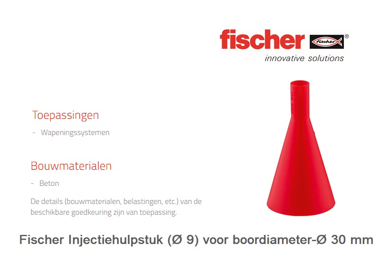 Fischer Injectiehulpstuk (Ø 9) voor boordiameter-Ø40 mm Rood