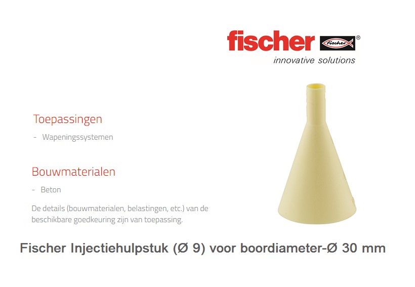 Fischer Injectiehulpstuk (Ø 9) voor boordiameter-Ø45mm Geel