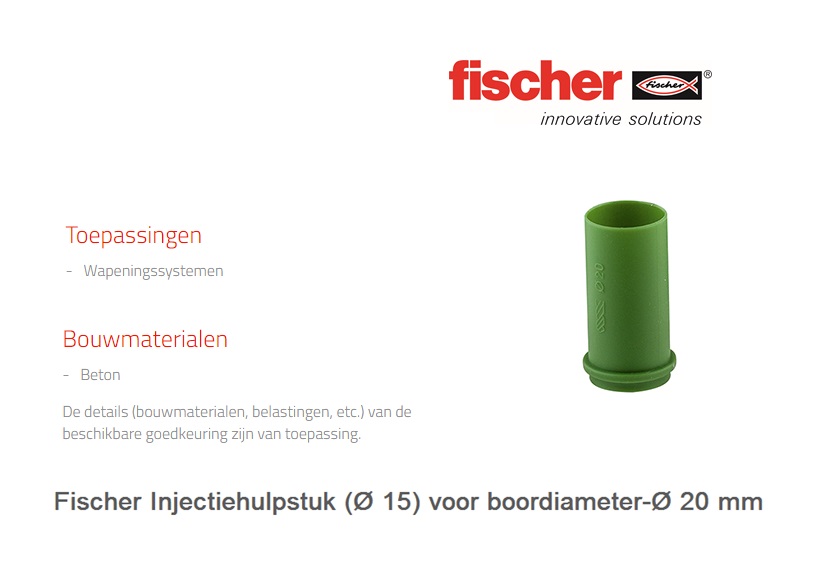 Fischer Injectiehulpstuk (Ø15) voor boordiameter-Ø20 Groen