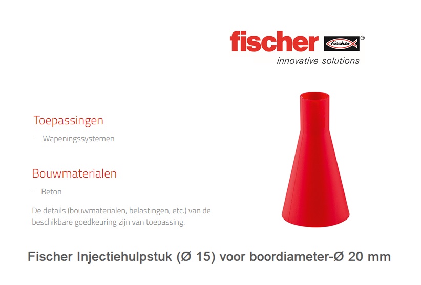 Fischer Injectiehulpstuk (Ø15) voor boordiameter-Ø40 Rood