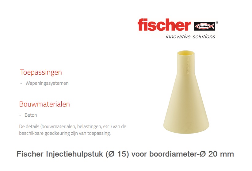 Fischer Injectiehulpstuk (Ø15) voor boordiameter-Ø45 Geel