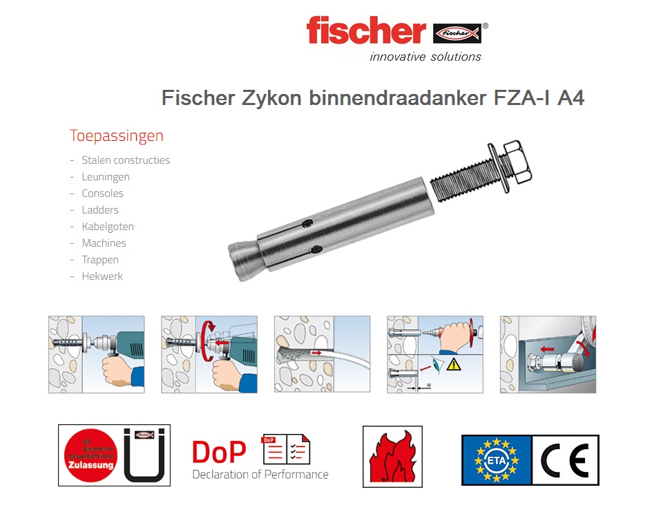 ZYKON binnendraadanker FZA-I 22x125 M12 I A4 | DKMTools - DKM Tools