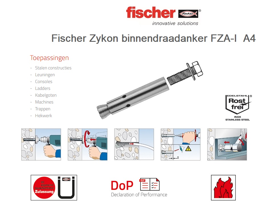 ZYKON binnendraadanker FZA-I 12x40 M6 I A4