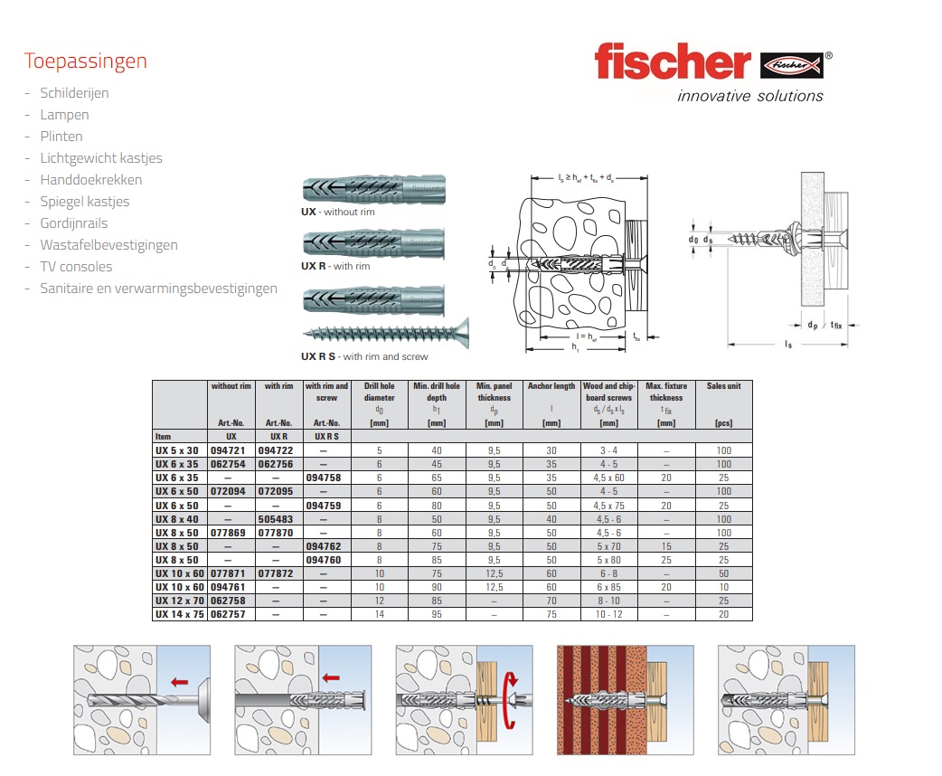 Universeelplug UX 5x30