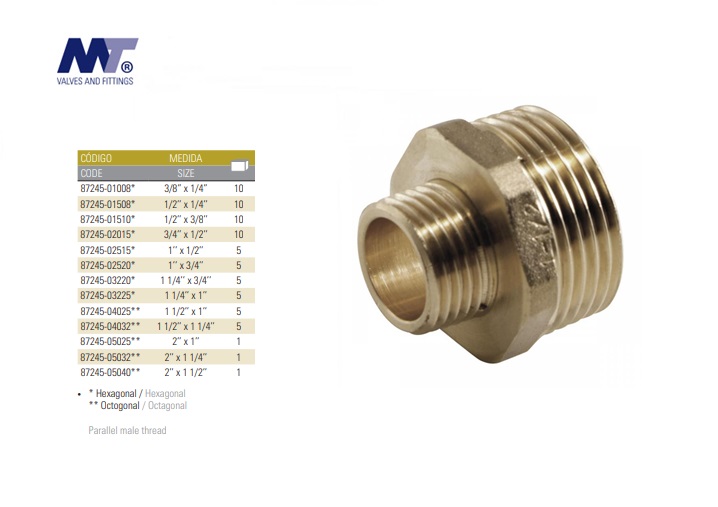 Messing Verloopnippel BSP 3/8