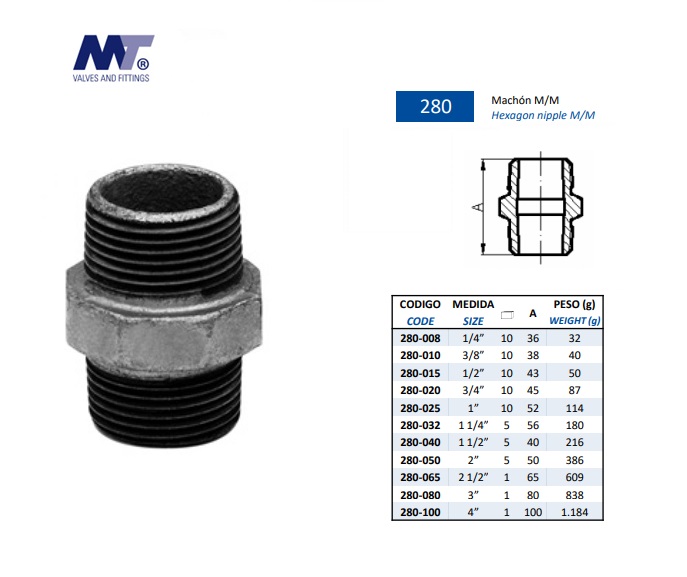 Dubbele nippel nr 280 DT 1/8