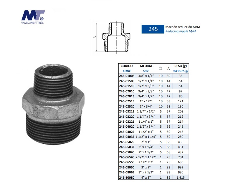 Verloopnippel staal 3000psi-NPT 1/4