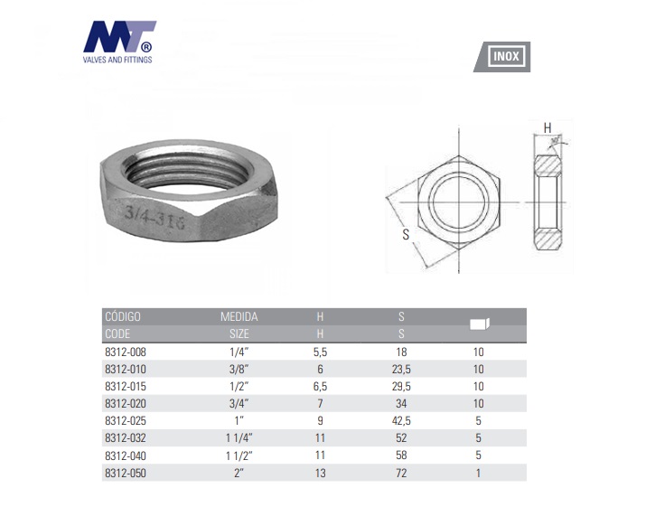 RVS Gasmoer 316 BSP 1/8