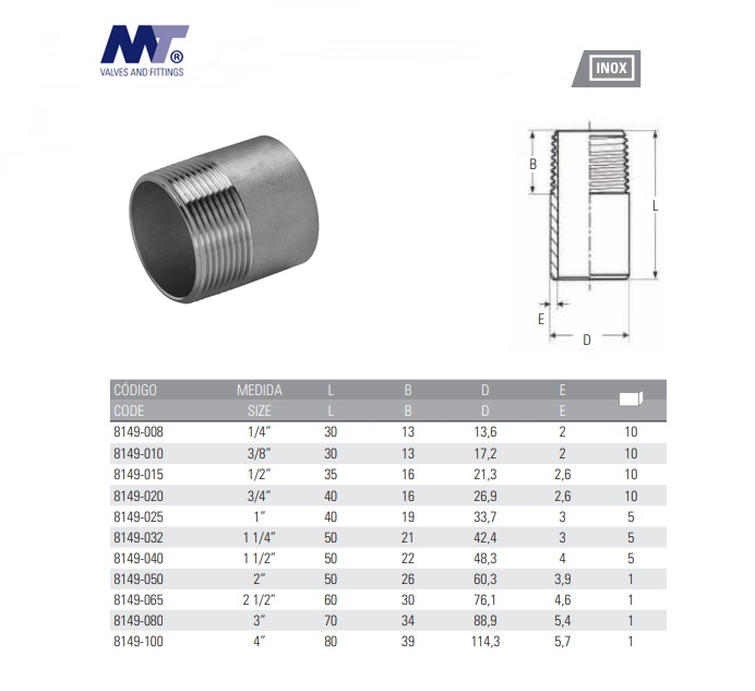 RVS Lasnippel 316 BSP 1/8