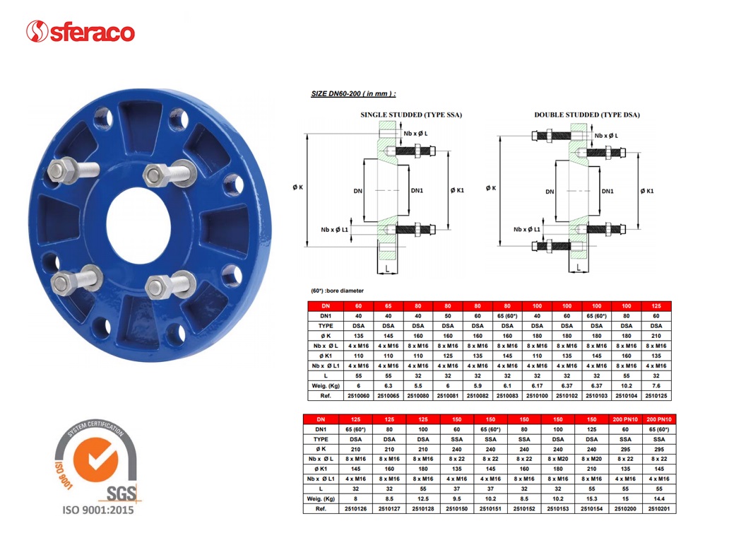 Gereduceerde flens PN10 DN200/125S M16 (x8)  | DKMTools - DKM Tools