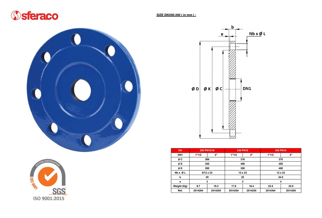 Schroefdraadflens PN10 DN200 BSP1