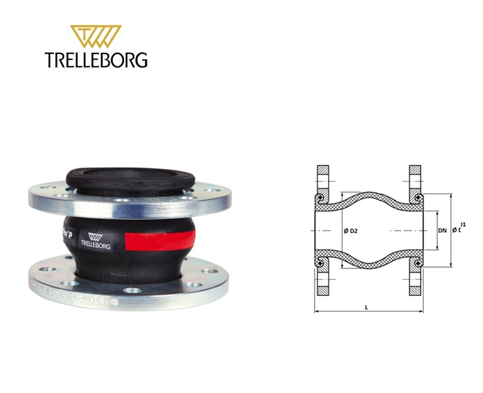 Rubberen compensator 1560 DN40 EPDM Teguflex Teflon huls