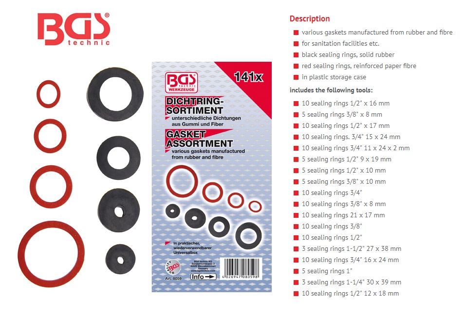 Assortiment afsluitringen sanitair, 141dlg