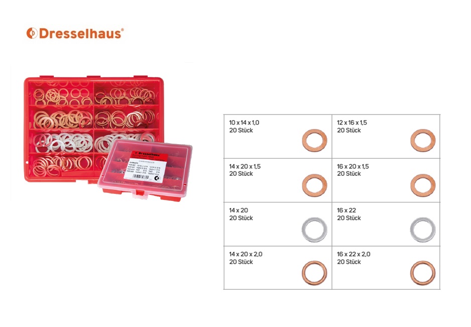 Assortimentsdoos koper/aluminium afdichtringen, DIN 7603