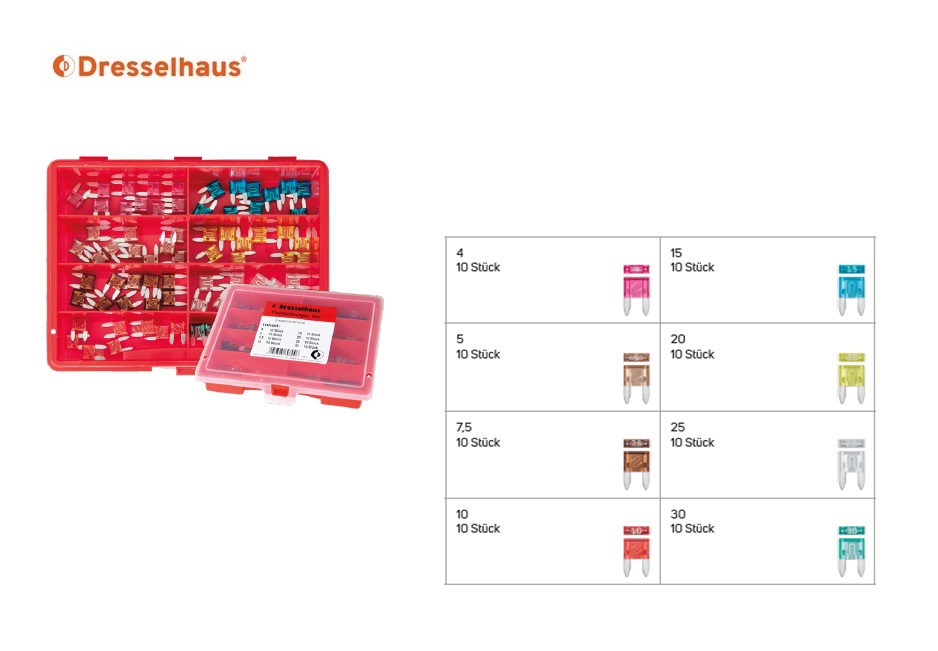 Assortimentsdoos vlakzekeringen standaard (8-vaks / 80 stuks, gesorteerd) | DKMTools - DKM Tools