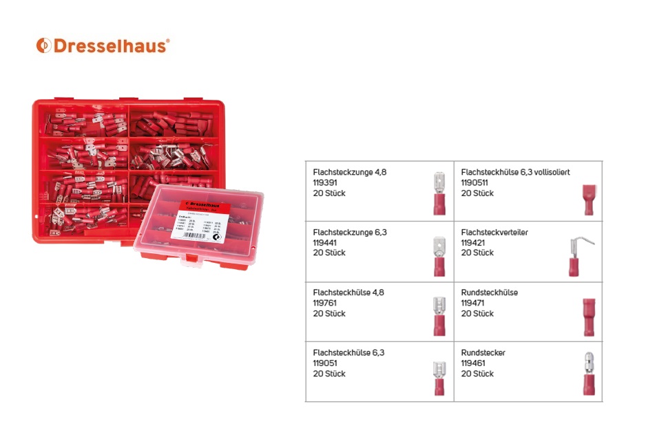 Assortimentsdoos kabelverbinding rood (8-vaks / 160 stuks, gesorteerd)