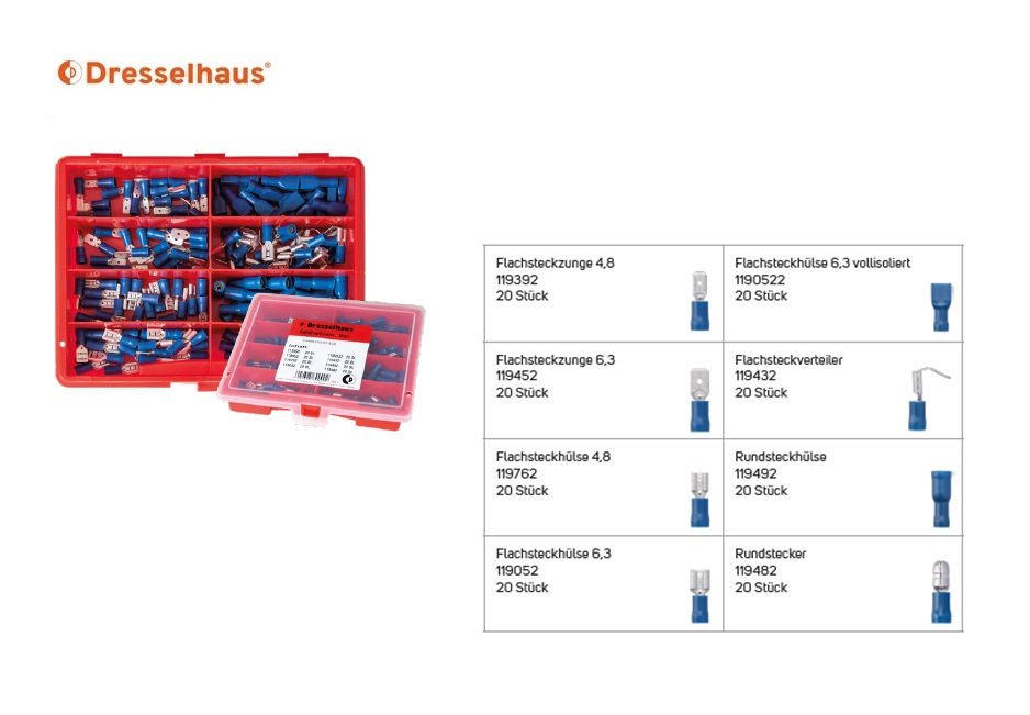 Assortimentsdoos kabelverbinding blauw (8-vaks / 160 stuks, gesorteerd)