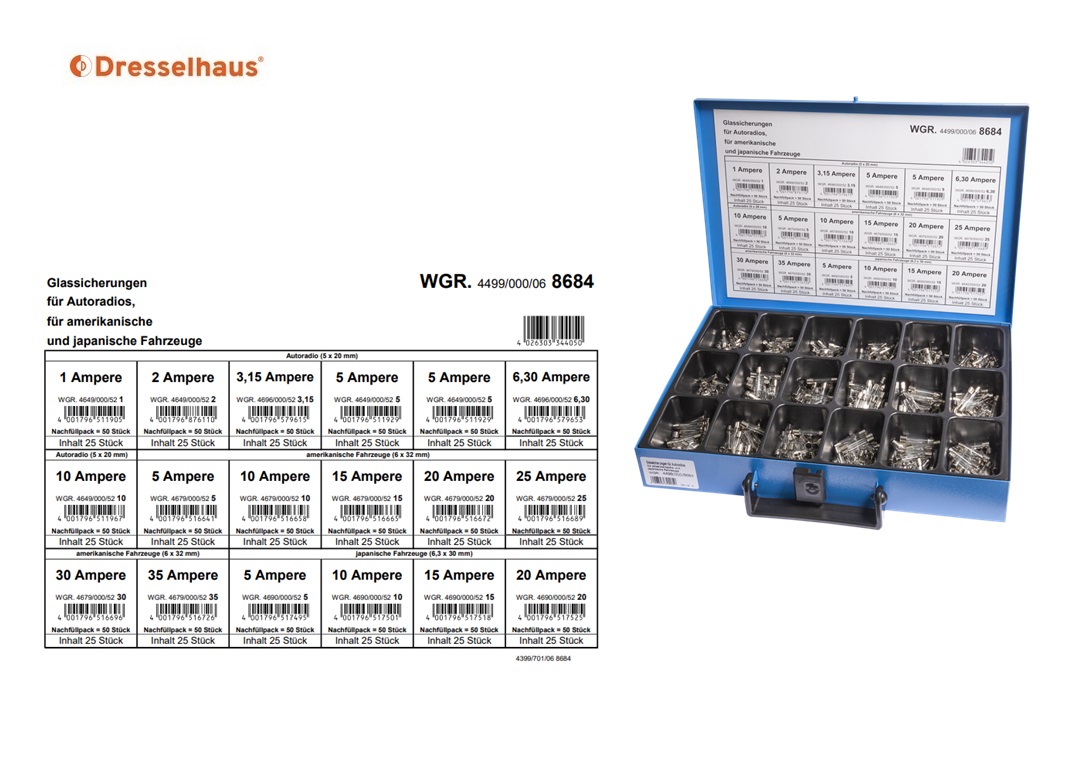 Assortimentskoffer Glaszekeringen 450 stuks 8684