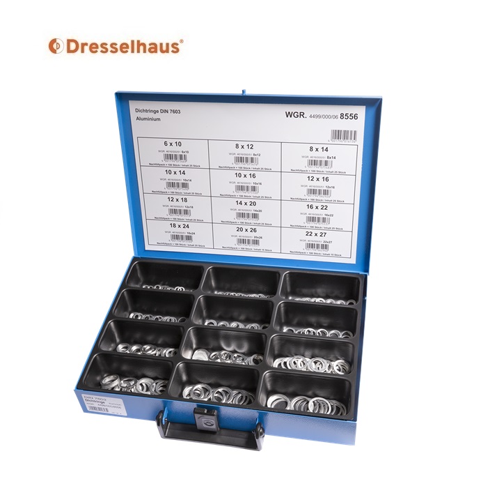 Assortimentskoffer afdichtingsringen aluminium DIN 7603 (12 vaks / 280 stuks, gesorteerd)