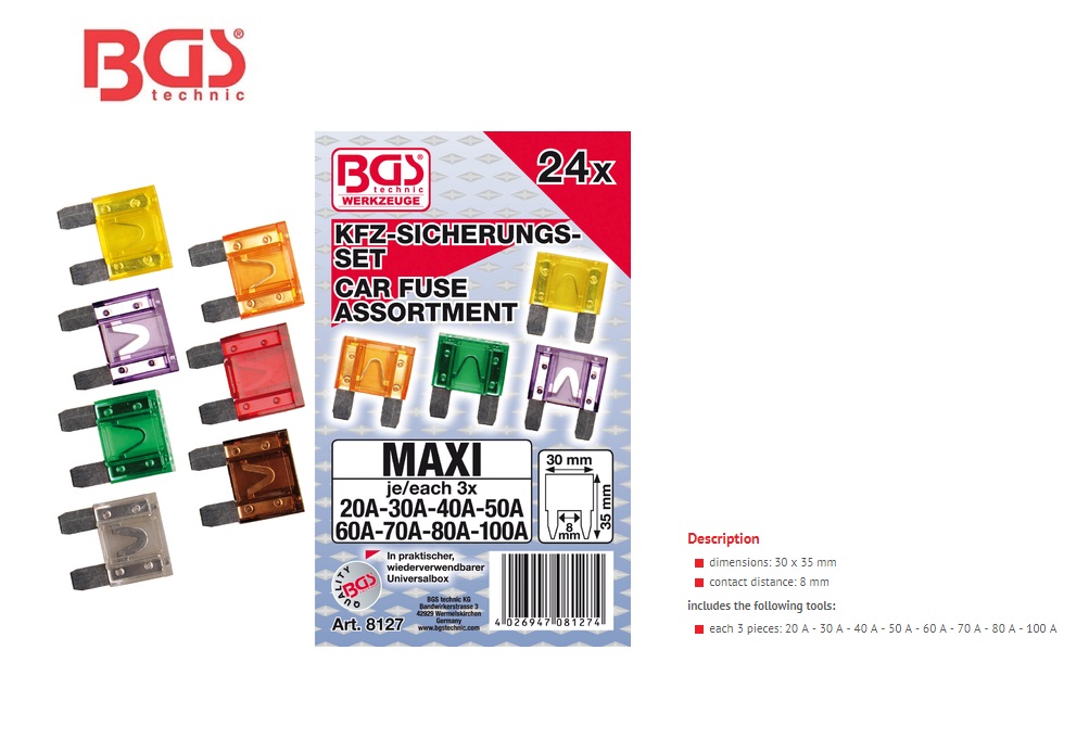 Assortiment autozekeringen MAXI, 24dlg