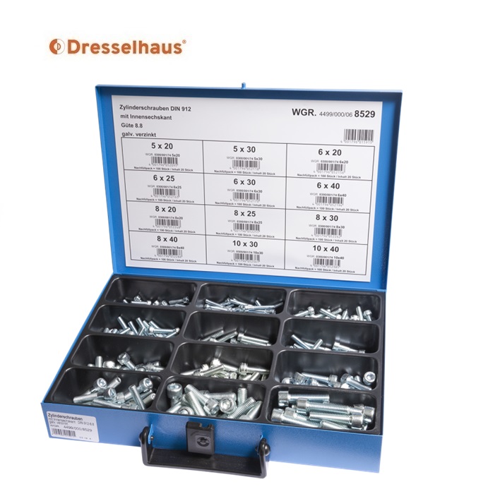 Assortimentskoffer borgmoeren DIN 985/ stalen moeren met klem DIN 980 (18 vaks / 450 stuks) | DKMTools - DKM Tools