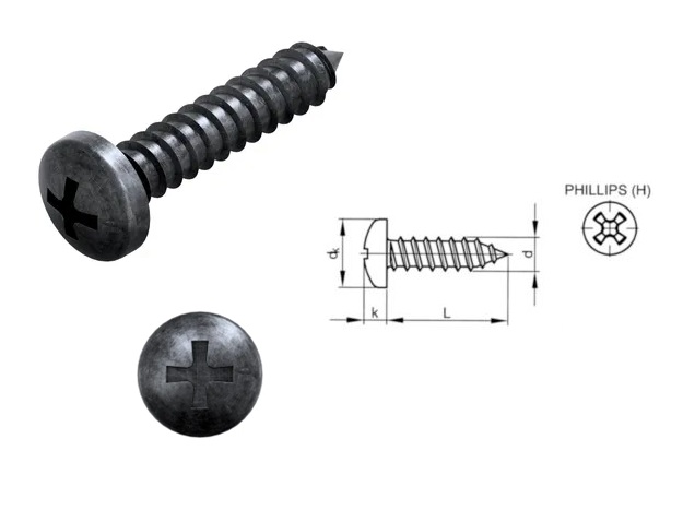 Plaatschroeven-C-H 2,9 x 9,5 DIN7981, zwart verzinkt