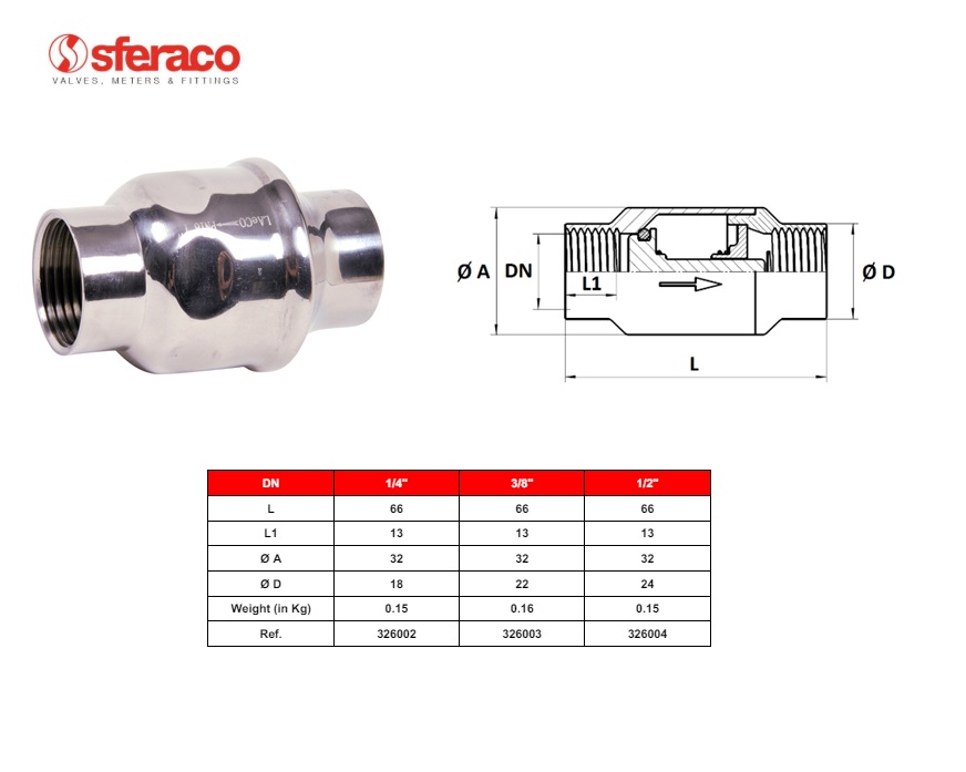 Veerbelaste terugslagklep 326 BSP DN8 - 1/4