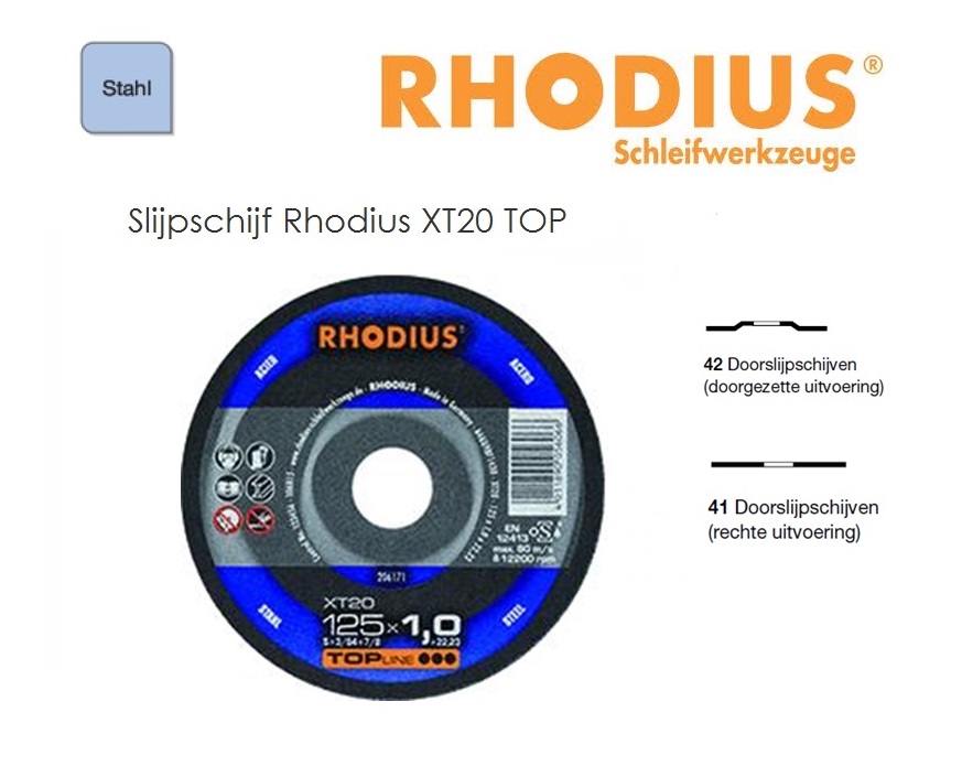 Doorslijpschijven Rhodius XT 20 TOP | dkmtools