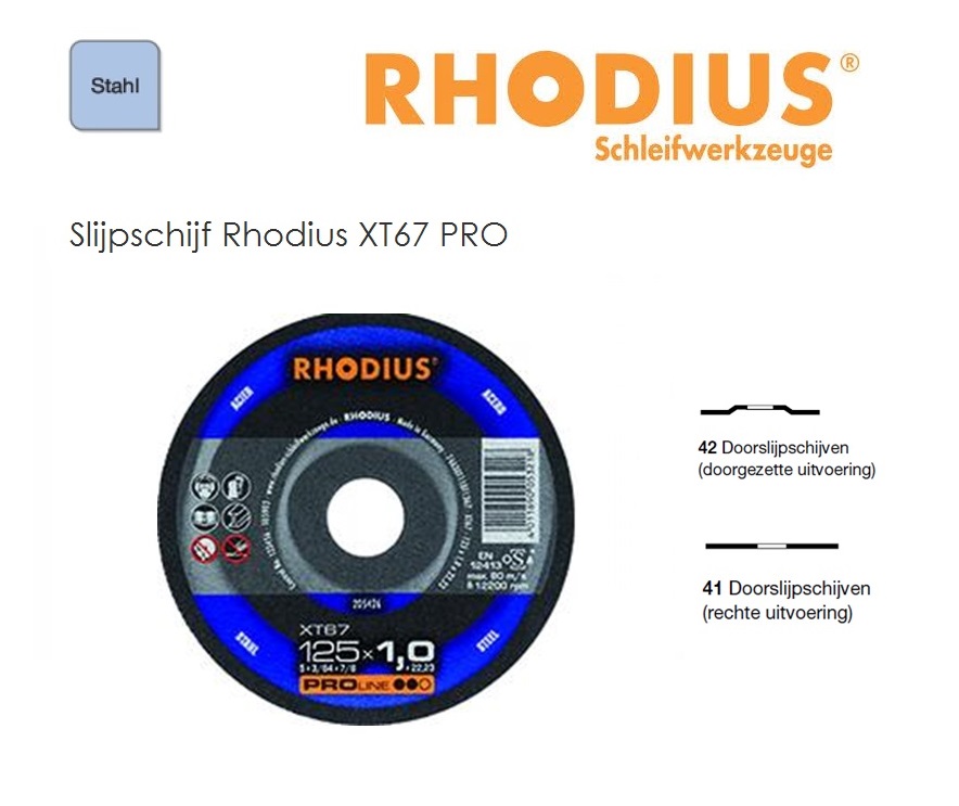 Doorslijpschijven Rhodius XT 67 TOP | dkmtools