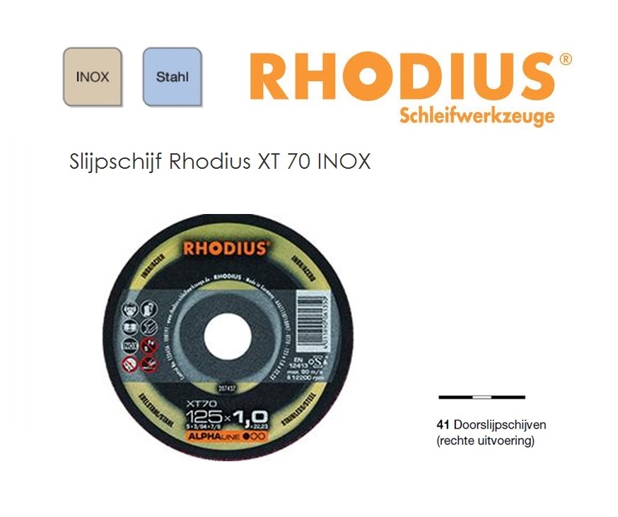 Doorslijpschijven Rhodius XT 70 ALPHA | dkmtools