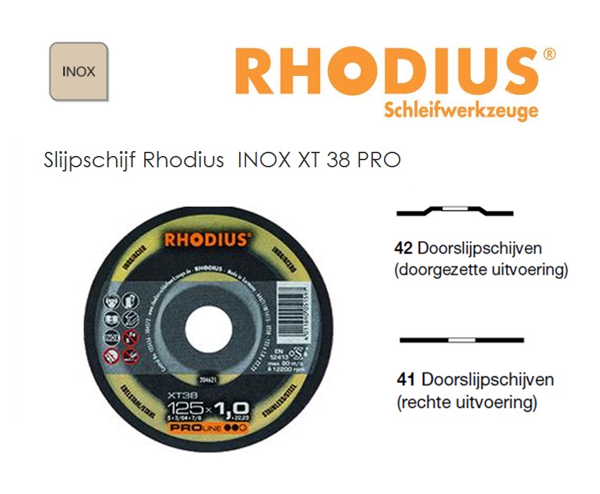 Doorslijpschijven Rhodius INOX XT 38 PRO | dkmtools