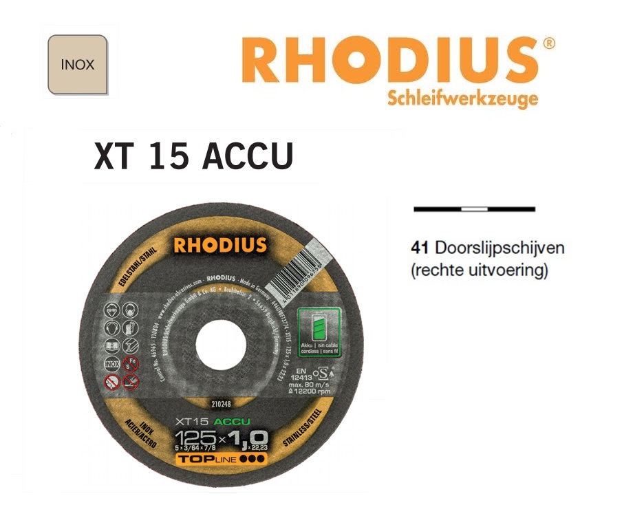 Doorslijpschijven Rhodius XT 15 Accu | dkmtools