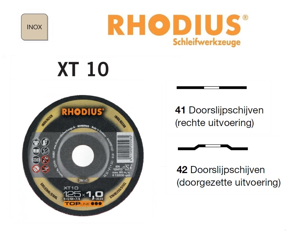 Doorslijpschijven Rhodius XT 10 | dkmtools