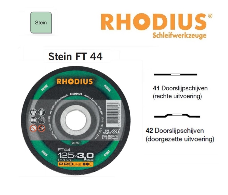 Doorslijpschijven Rhodius Stein FT 44 | dkmtools