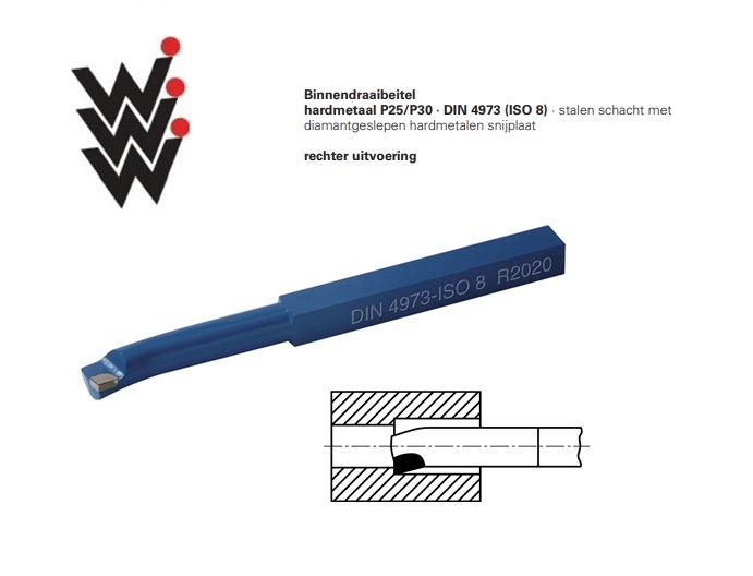 Binnendraaibeitel DIN 4973 P25-P30 Rechts | dkmtools