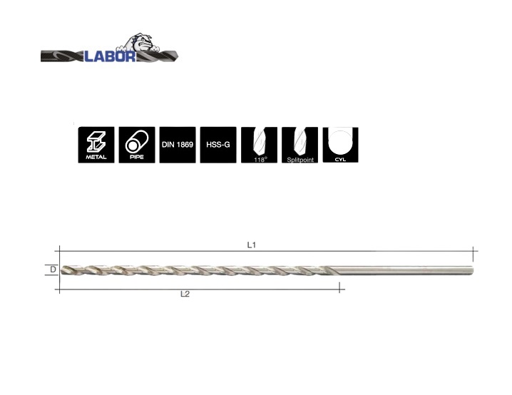 Spiraalboor lang DIN 1869 HSS splitpoint | dkmtools