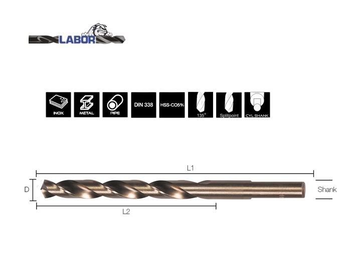 Spiraalboor DIN338 afgedraaid HSS cobalt gelegeerd | dkmtools