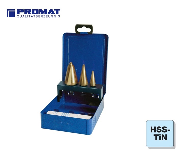 Conische Plaatboren Set HSS TiN Promat | dkmtools