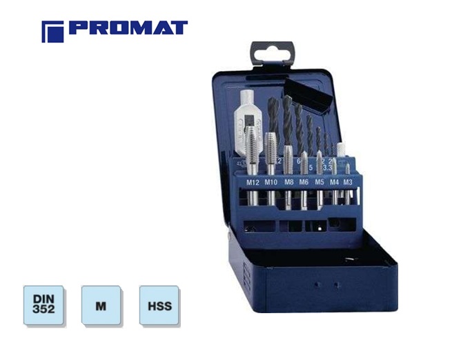 Draadsnijboorset DIN352 M3-M12 15-delig | dkmtools