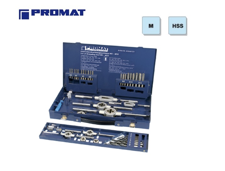 Promat Draadsnij Set 44 delige M3-M12 | dkmtools