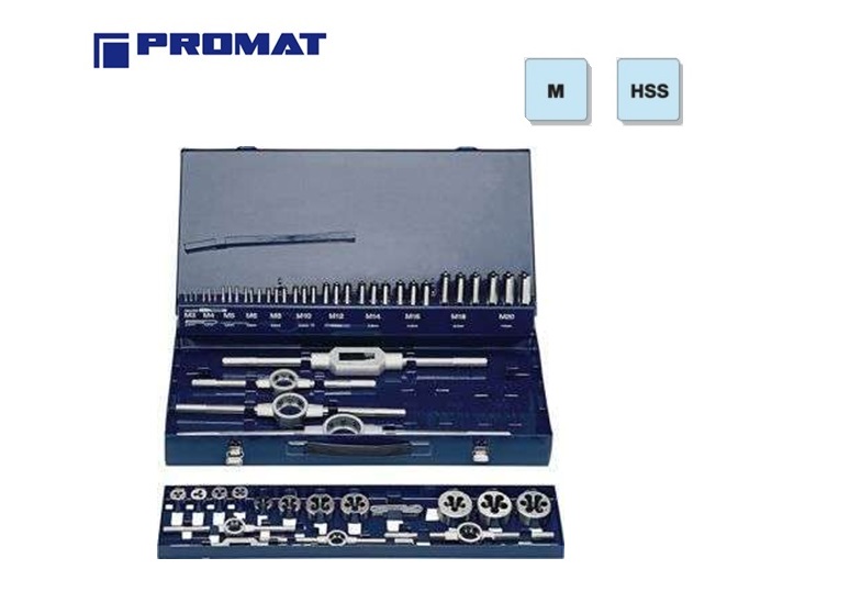 Promat Draadsnij Set 54 delige M3-M20 HSS | dkmtools