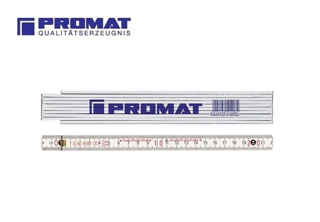 Promat duimstok hout wit 10-delig 2 m | dkmtools