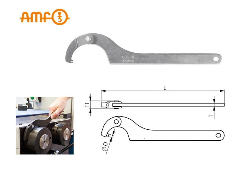 Scharnierende haaksleutel met neus 775D | dkmtools