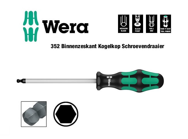 Wera 352 Binnenzeskant Kogelkop Schroevendraaier | DKMTools - DKM Tools