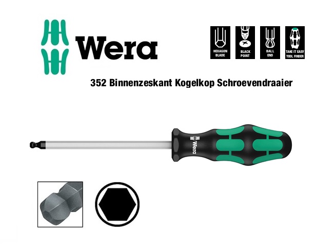 Wera 352 Binnenzeskant Kogelkop Schroevendraaier | dkmtools