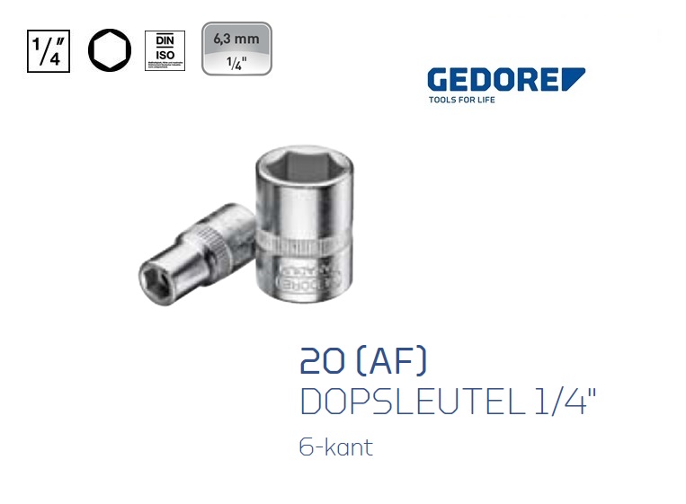 Dopsleutels 6.3mm 6 kant inch maat Gedore | dkmtools