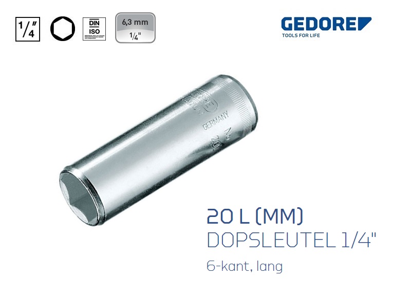 Gedore 20 L Dopsleutels 6.3mm 6 kant | dkmtools