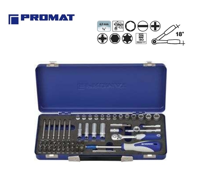 Promat Dopsleutelset 61 delig 6.3mm | dkmtools